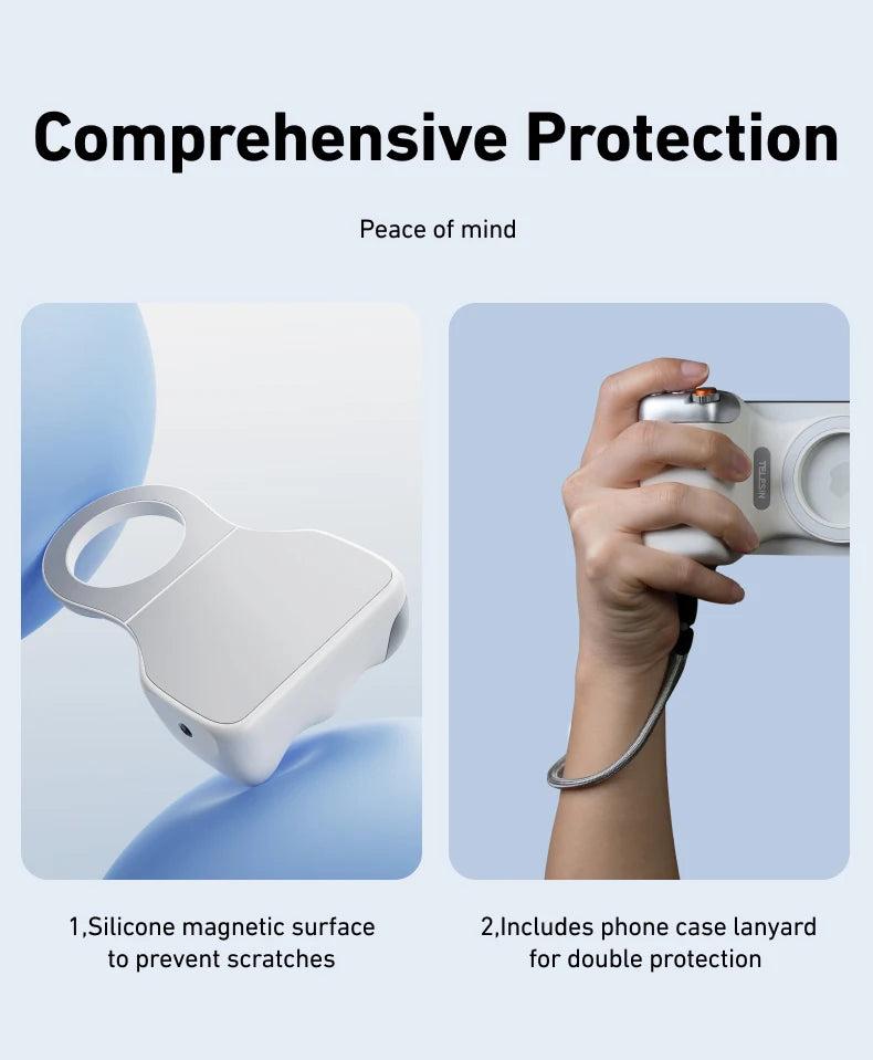 TELESIN Telefon Kamera Aufnahme Handgriff Magnetischer Smartphone-Halter Aufnahmehilfe Fernbedienung Griff für iPhone Android Handy