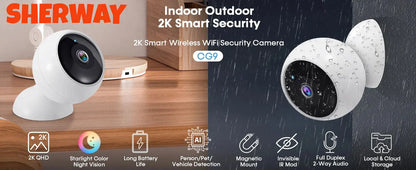 2K 5MP WLAN Heim-Sicherheitskamera Kabellose Außen-Magnetkamera Akku-Betriebene Kamera Überwachung KI-Bewegungserkennung Indoor HD-Kamera