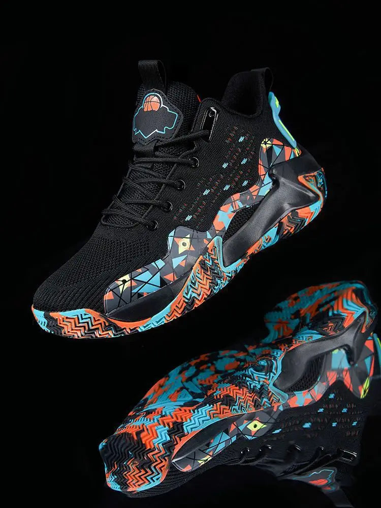 Hochwertige Herren-Basketballschuhe Marke Herren Sneakers Luxuriöses Design Mesh Atmungsaktive Sportschuhe High-Top Rutschfeste Freizeitschuhe