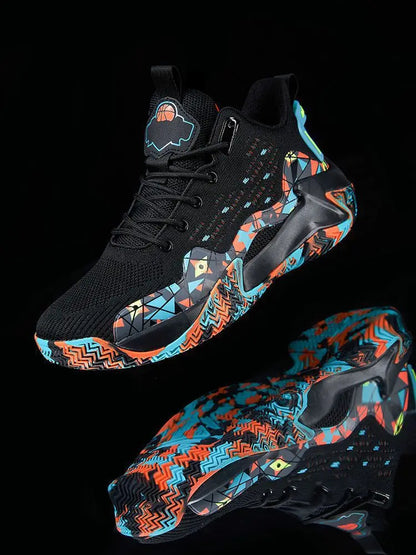 Hochwertige Herren-Basketballschuhe Marke Herren Sneakers Luxuriöses Design Mesh Atmungsaktive Sportschuhe High-Top Rutschfeste Freizeitschuhe
