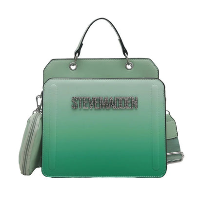 Modische kleine quadratische Handtasche für Damen, Schultertasche mit Buchstabenprint, Farbverlauf Crossbody-Tasche, Retro-Europäischer Stil, PU...