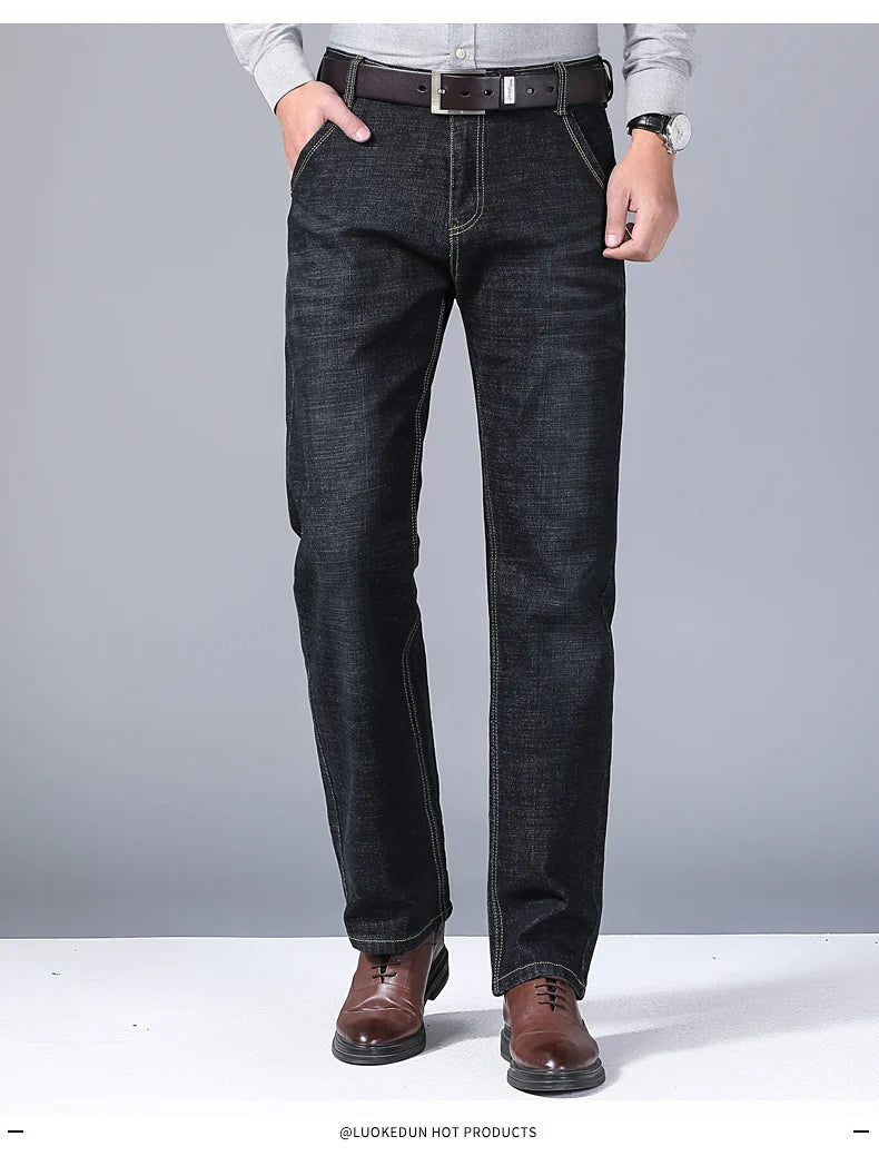 Neue Herren Leichte Luxus-Stretch-Slim-Fit-Hose Bequeme Weiche Business-Mode Gerade Lässige Denim-Hosen Herrenmarke Kleidung