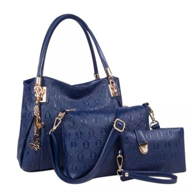 Damenhandtaschen 3-teiliges Set Damen Schultertasche Modische Geldbörse Vintage Kunst-Leder Tasche Handtasche mit großer Kapazität Schräg Schultertasche