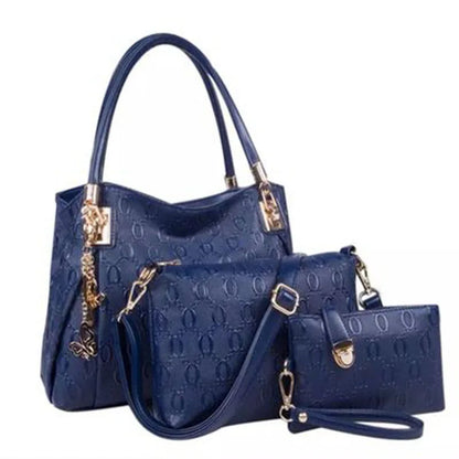 Damenhandtaschen 3-teiliges Set Damen Schultertasche Modische Geldbörse Vintage Kunst-Leder Tasche Handtasche mit großer Kapazität Schräg Schultertasche