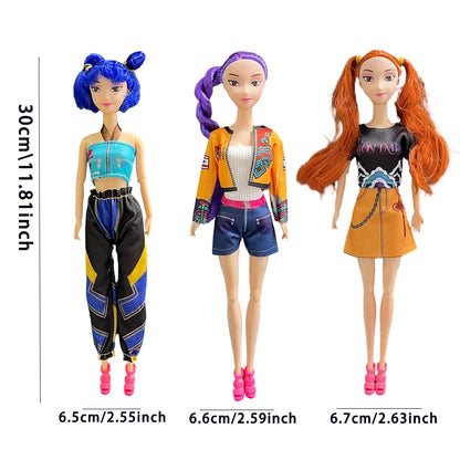 30cm K-Pop Dämonenjäger Anime Kpop Mädchen Gruppe Cartoon Rumi Zoey Mira Action-Figuren Vinyl-Figuren Modellpuppen Mädchen Weihnachtsgeschenk / Geburtstag
