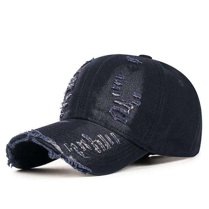 Coole Mode Damen Herren Ripped Denim Baumwoll Baseballcap Unisex  Für Damen und Herren