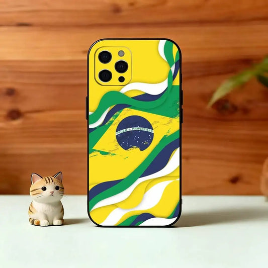 B-Brasilien B-brasilianische Flagge Handyhülle für iPhone 17, 16, 15, 14, 13, 12, 11 Plus, Pro Max, Andere Weiche Schwarze Hülle
