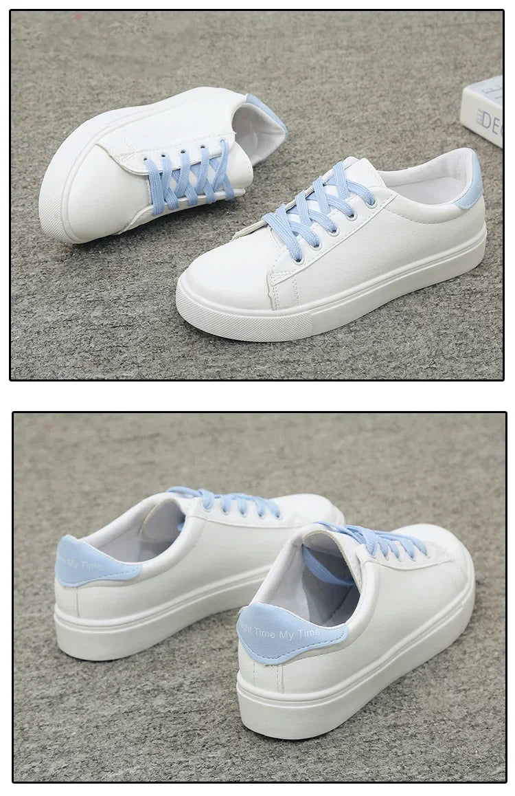 Damen Sneaker 2026 Mode Atmungsaktive Vulkanisierte Schuhe PU-Leder Plateau-Schuhe Weiße Schnürschuhe Lässige Schuhe Zapatos Mujer