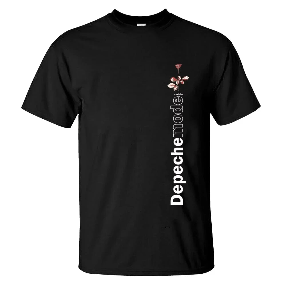 Herren-T-Shirt Rose Tops Schwarz von Depeche Mode T-Shirt Lässig Oversized Männlich Lässige Grafik Streetwear Unisex