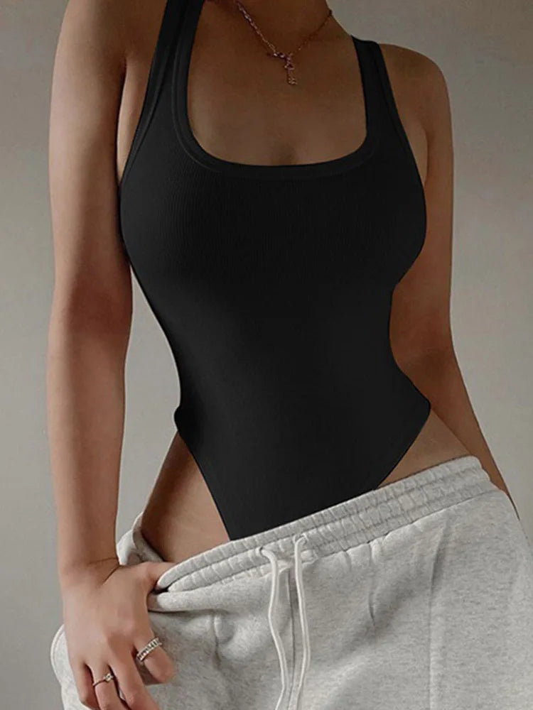 Ärmelloser Strick-Body Heiße Sommer Sexy Bodycon Schulterfreies Neckholder-Top Lässiger Street-Body Für Frauen Clubwear