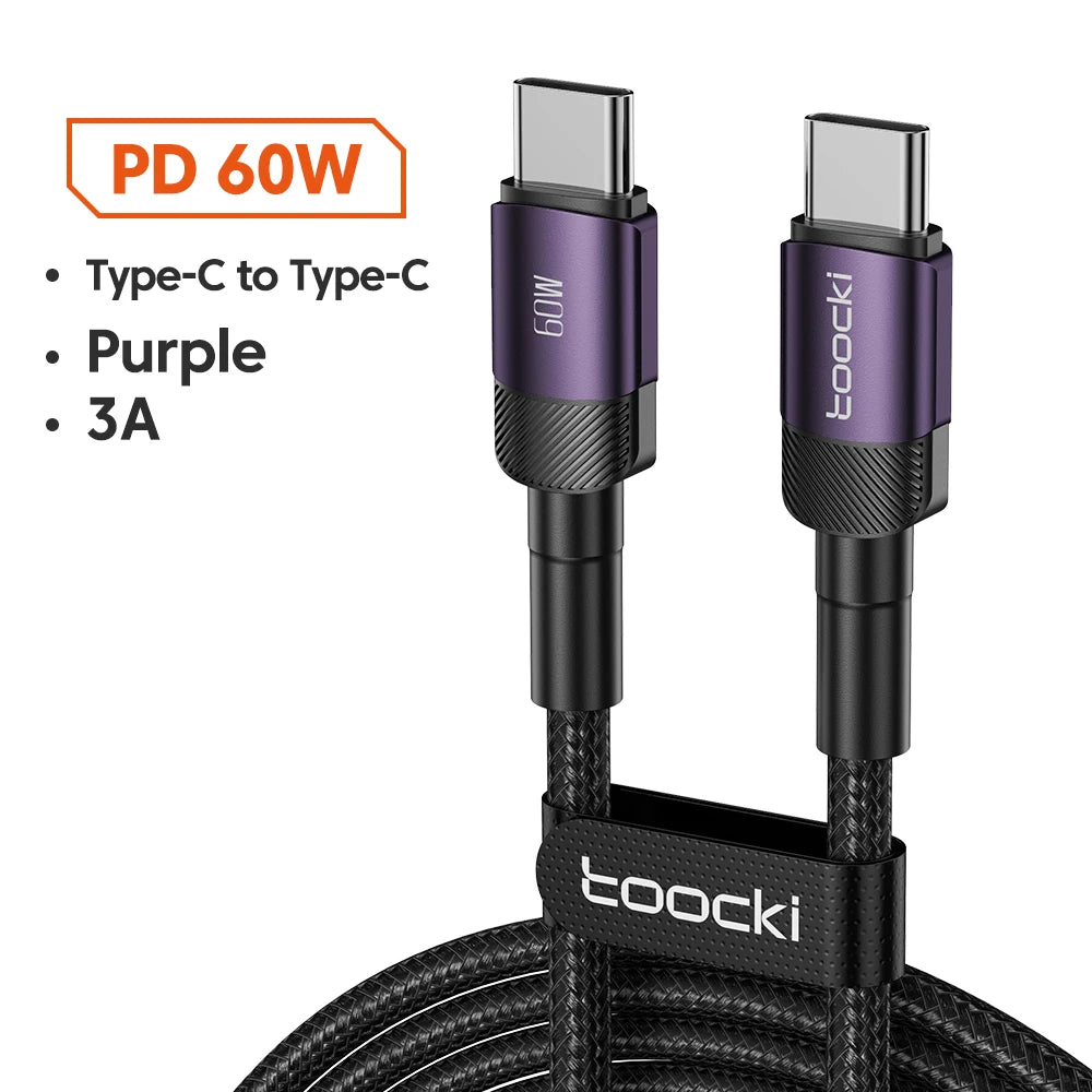 Toocki 100W Typ C zu USB C Kabel PD 3.0 Schnellladung 4.0 Fast Charging Typ C zu Typ C für iPhone 15 MacBook Samsung Xiaomi