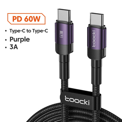 Toocki 100W Typ C zu USB C Kabel PD 3.0 Schnellladung 4.0 Fast Charging Typ C zu Typ C für iPhone 15 MacBook Samsung Xiaomi