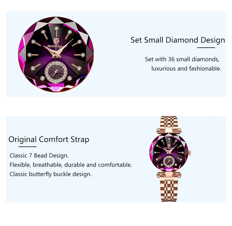 POEDAGAR Luxus-Uhr für Frauen Wasserdicht Freizeit-Quarz Damenuhr Hochwertige Elegante Damenuhren Weibliche Reloj+Box