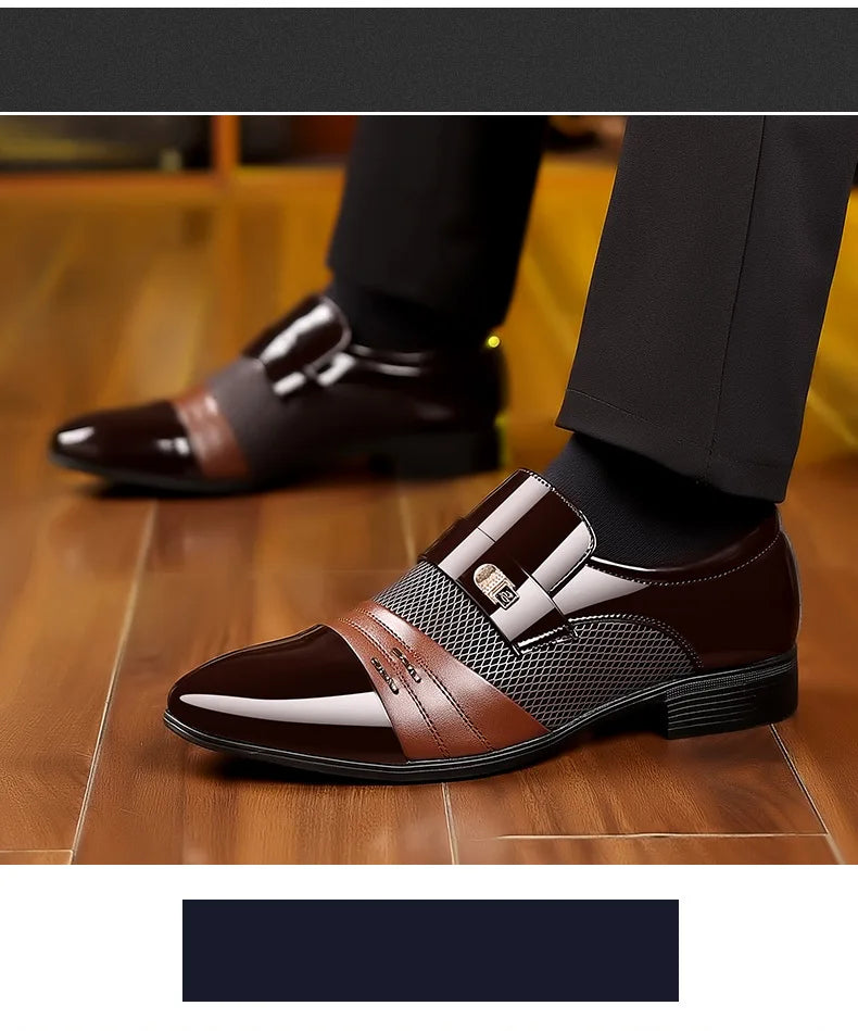 Edle Kunstleder Oxford Schuhe Herren Luxus Lack Hochzeitsschuhe Spitz zulaufende Business Schuhe für Herren Klassische Lederschuhe Große Größen 38-48