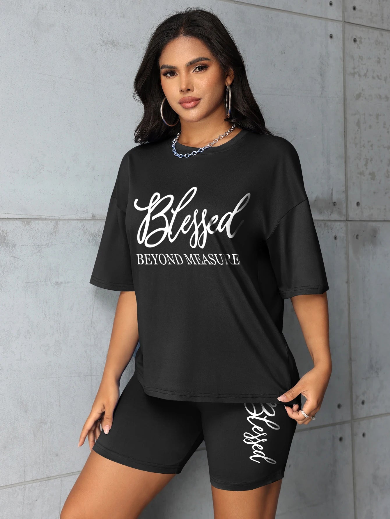 Plus-Size-Sets für Frauen Sommer 2-teilig bedruckt elegante Damen-Sets Kurze Sets