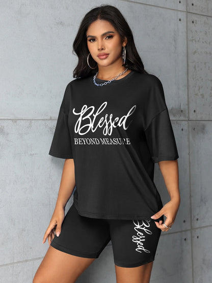 Plus-Size-Sets für Frauen Sommer 2-teilig bedruckt elegante Damen-Sets Kurze Sets
