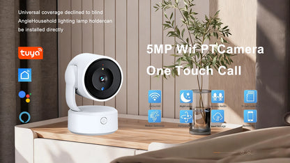 WIFI Tuya Kamera Innenbereich 5MP Baby Monitor Gegensprechfunktion 4X Zoom PTZ 360° Überwachungskameras Unterstützt Alexa Google Smart Life