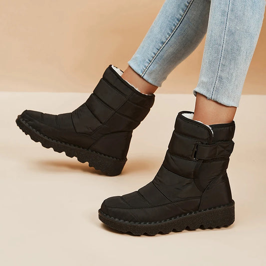Wasserdichte Schneestiefel für Frauen Rutschfeste Warme Winterschuhe Damen Verdickte Plüschplattform Stiefeletten Gepolsterte Schuhe