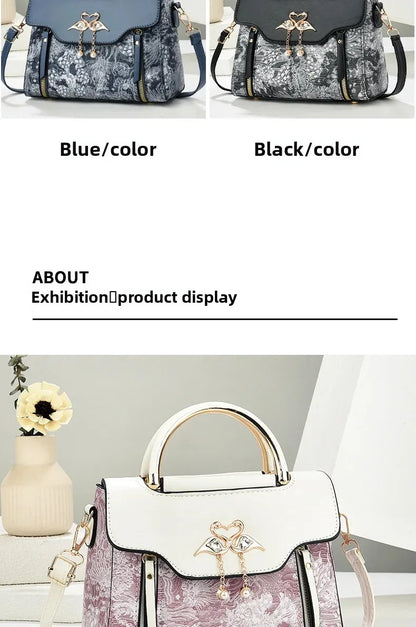 Modische Feen-Handtasche für Damen, Schulter- und Umhängetasche, elegante Ausstrahlung, PU-Leder, Polyesterfaser, inneres Reißverschlussfach