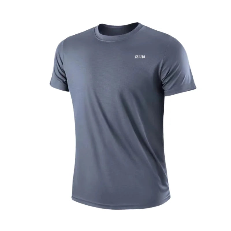 Herren Schnell trocknendes T-Shirt mit kurzem Arm, für Fitness und Laufen, Feuchtigkeitstransport, Rundhalsausschnitt, Trainings- und Sportshirt, Oberteil, leicht