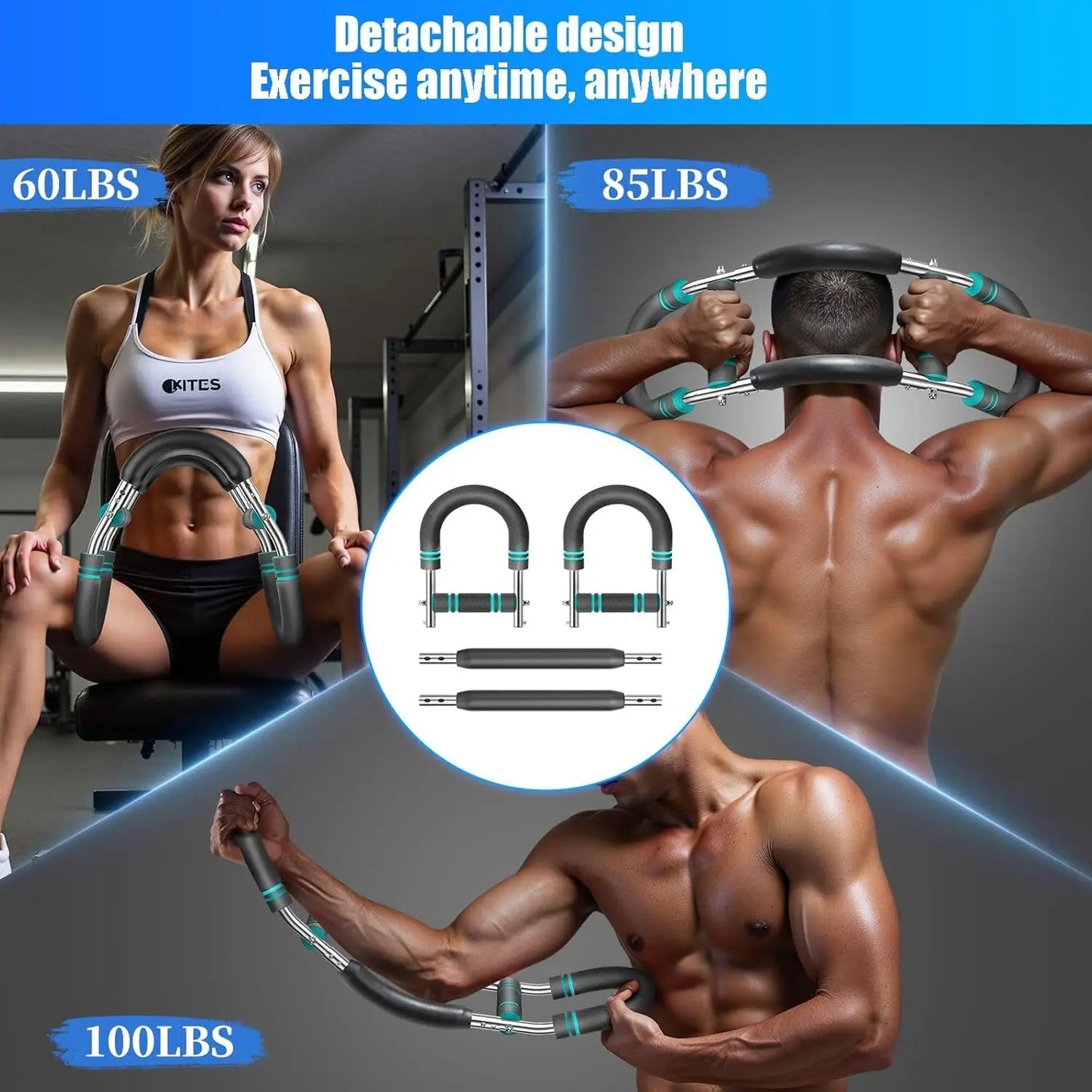 Twister-Arm-Trainer, verstellbarer Widerstand (27-64 kg), Brust-Trainingsgerät, Unterarm-Krafttrainingsstange, Musculus pectoralis spinalis