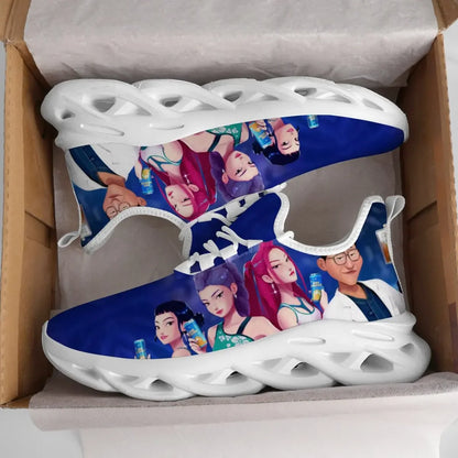 Kinderschuhe für Eltern-Kind im Frühling mit KPop Cartoon-Charakter-Aufdruck, leichte Sneakers, atmungsaktiv, flacher Absatz, Schnürschuhe, Freizeitschuhe