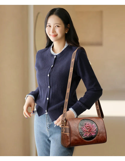 Lässige Damenhandtasche aus weichem Leder, Schulter- und Umhängetasche für Frauen, Neue Mode, bedruckte Damen-Umhängetasche