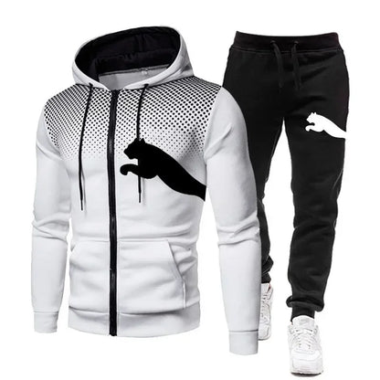 Zweiteiliges Set Herren Freizeit-Outdoor-Sportbekleidung für Frühling/ Herbst, Herren zweiteiliges Set aus Reißverschluss-Hoodie und Jogginghose