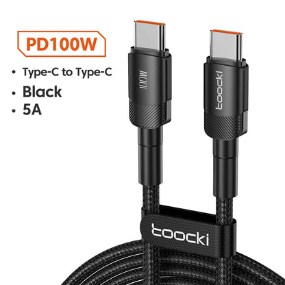 Toocki 100W Typ C zu USB C Kabel PD 3.0 Schnellladung 4.0 Fast Charging Typ C zu Typ C für iPhone 15 MacBook Samsung Xiaomi