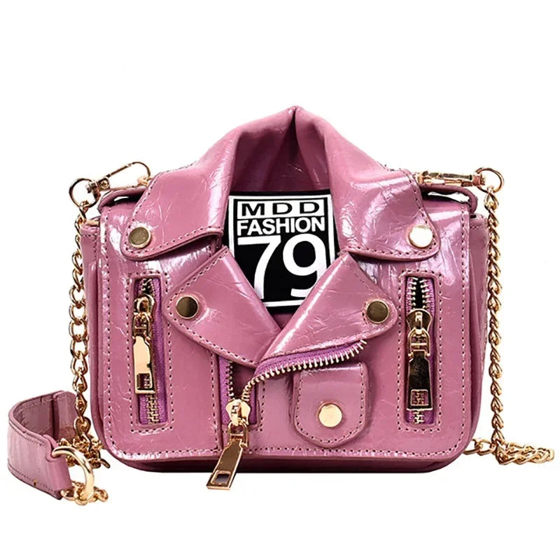 Designer Motorrad Taschen Luxuriöse Jackenform Schultertasche Messenger Bag PU-Leder Luxus Handtasche