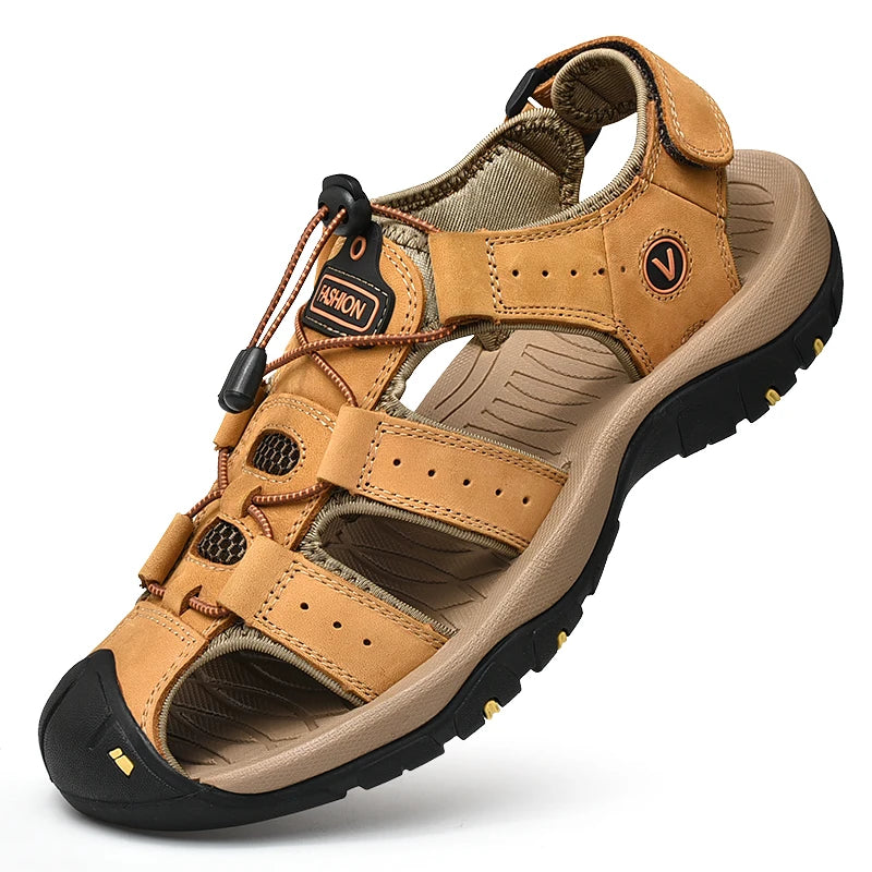 Sommer Herren Sandalen Kunstleder Herren Freizeitschuhe Outdoor Herren Ledersandalen für Herren Strandschuhe Große Größen 38-48