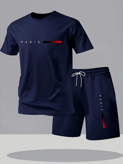 Sommer Schnell trocknende Herren Sets Modische Trainingsanzüge Lässige Atmungsaktive Kurzarm 2D Bedrucktes Sport-T-Shirt+Shorts Basketball-Set