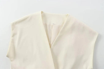 TFMLN Fashion Damenanzug Hosenanzüge Ärmelloses V-Ausschnitt Top mit Gürtel Gerade Hose Set 2025 Frühling Sommer Büro 2-teiliger Set