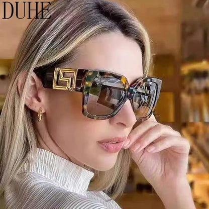 Luxusmarken-Design Übergroße Damen-Sonnenbrillen, quadratische Retro-Sonnenbrillen mit Farbverlauf.