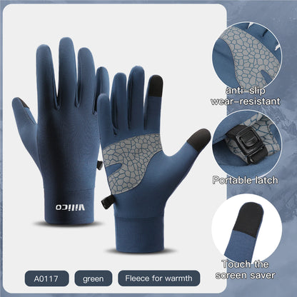 Guantes deportivos de otoño e invierno para padres e hijos para niños para correr y andar en bicicleta, compatibles con pantalla táctil, con forro polar, protección contra el frío, guantes de ciclismo