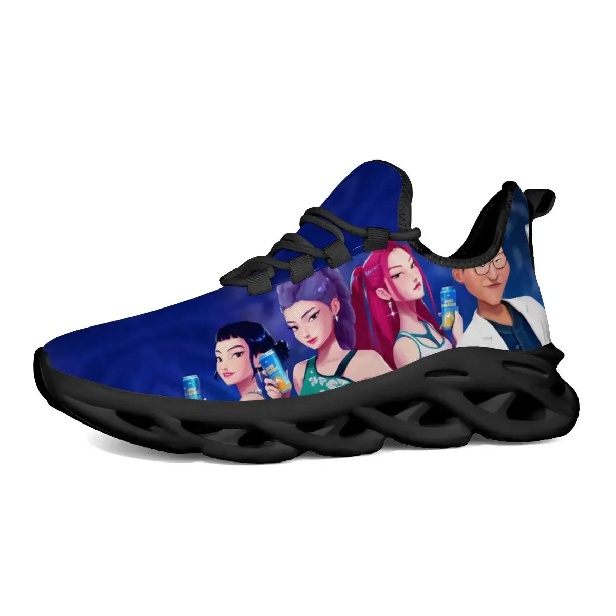 Kinderschuhe für Eltern-Kind im Frühling mit KPop Cartoon-Charakter-Aufdruck, leichte Sneakers, atmungsaktiv, flacher Absatz, Schnürschuhe, Freizeitschuhe