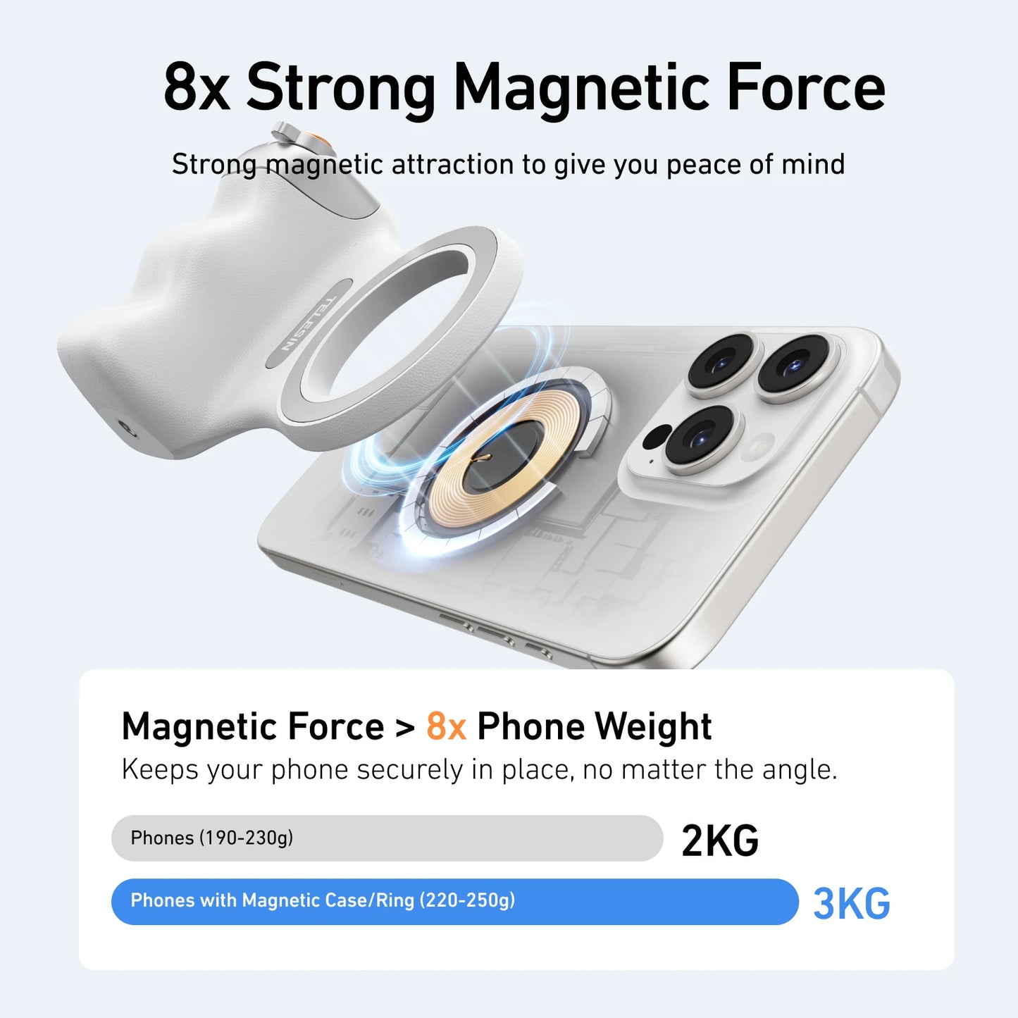 TELESIN Telefon Kamera Aufnahme Handgriff Magnetischer Smartphone-Halter Aufnahmehilfe Fernbedienung Griff für iPhone Android Handy