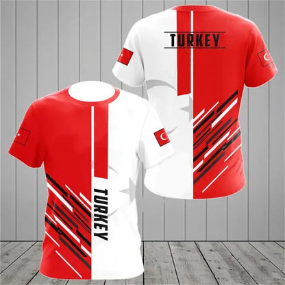 Türkei-Flaggen Herren T-Shirts Wald Tarnmuster Kleidung Ropa Hombre Neue Sommer Atmungsaktive O-Ausschnitt T-Shirts Surfanzug Strandbekleidung