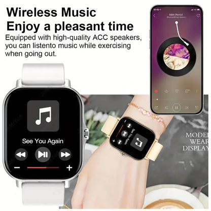 KESHUYOU 2025 Neue Smartwatch mit Bluetooth, Sprachfunktion, Blutdruck- und Blutsauerstoffmesser, Smartwatch für Frauen und Männer, Geschenkidee für Feiertage