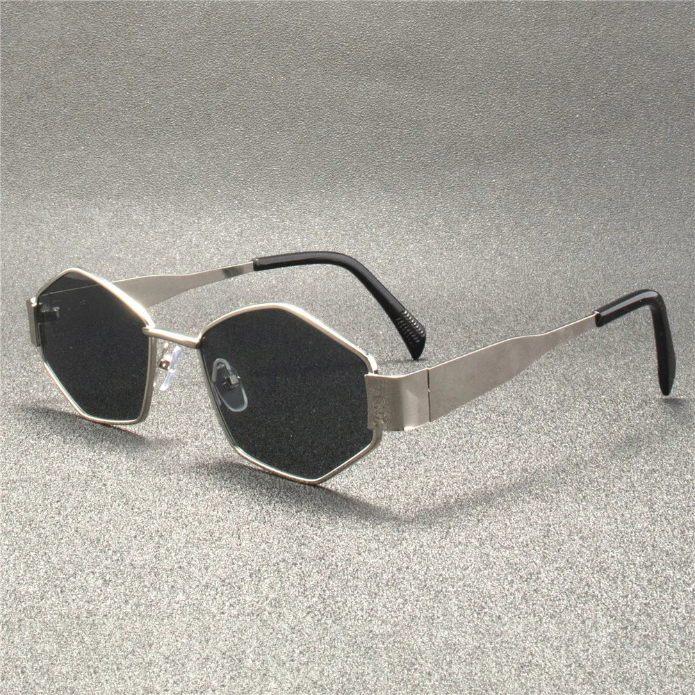 Vintage Punk Stil Sonnenbrille , Retro Runde Metallfassung, Damen Sonnenbrille, Modische Brille