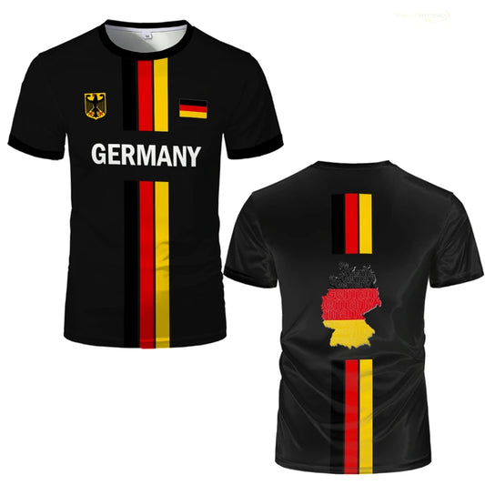 Neues Design Deutschland T-Shirt für Männer Deutsches Flaggenmuster Kurzarmshirts Tops Sommer Sport Übergröße T-Shirt