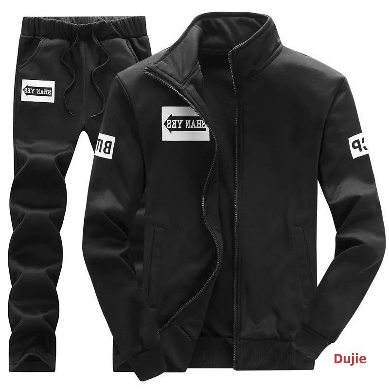 Trendiger Hoodie Herren Stehkragenjacke Lässige Sportbekleidung Lange Hose Frühling Herbst Jugend Große Größen Kleidung Set