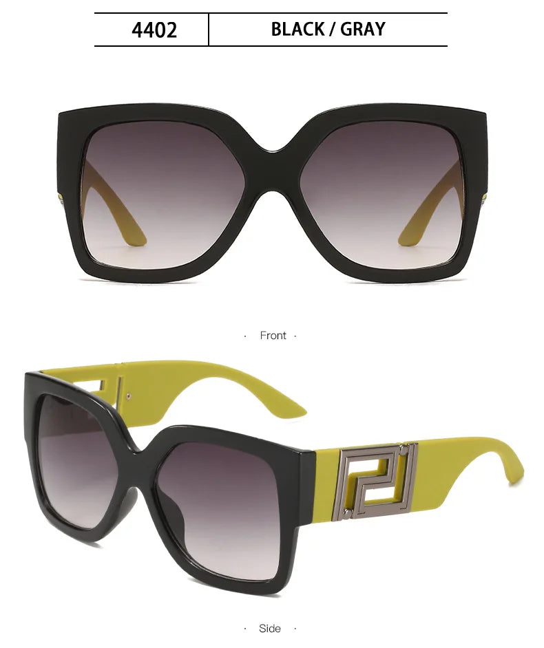 Luxusmarken-Design Übergroße Damen-Sonnenbrillen, quadratische Retro-Sonnenbrillen mit Farbverlauf.