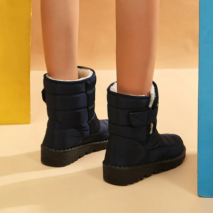 Wasserdichte Schneestiefel für Frauen Rutschfeste Warme Winterschuhe Damen Verdickte Plüschplattform Stiefeletten Gepolsterte Schuhe