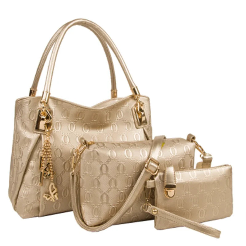 Damenhandtaschen 3-teiliges Set Damen Schultertasche Modische Geldbörse Vintage Kunst-Leder Tasche Handtasche mit großer Kapazität Schräg Schultertasche