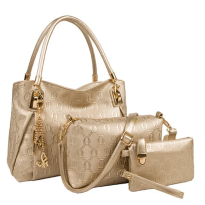 Damenhandtaschen 3-teiliges Set Damen Schultertasche Modische Geldbörse Vintage Kunst-Leder Tasche Handtasche mit großer Kapazität Schräg Schultertasche