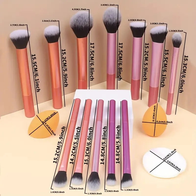 12-teiliges Profi-Make-up-Pinselset, multifunktionales Nylonborsten-Set mit ovalen Pinseln, ABS-Griff, für alle Hauttypen