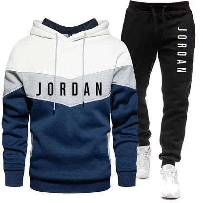 Herren Freizeit-Jogging-Sportbekleidungsset Hoodie und schwarze Sweatpants Gummierte Jacke Modische Sport-Winter-Warme 2-teilige Set