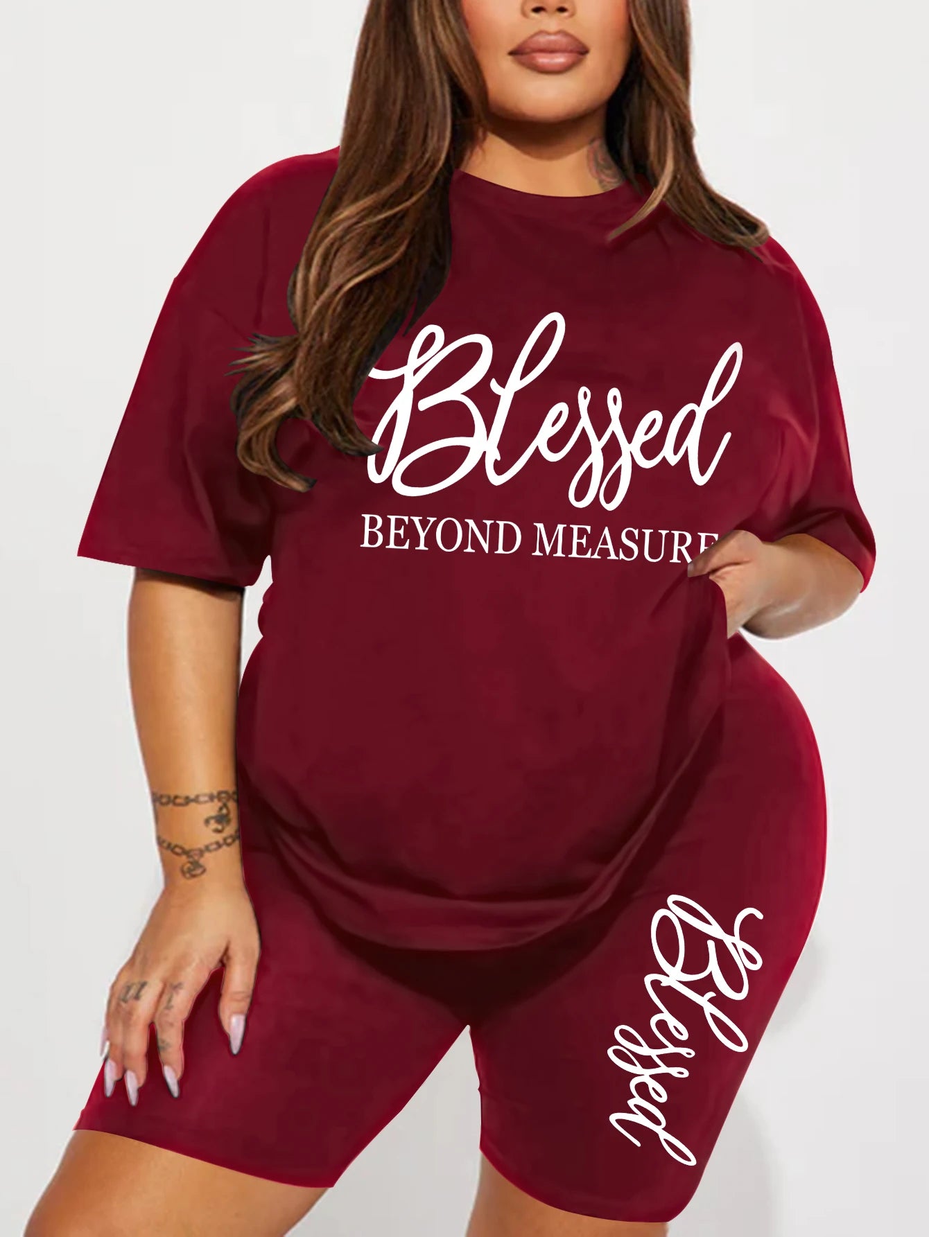 Plus-Size-Sets für Frauen Sommer 2-teilig bedruckt elegante Damen-Sets Kurze Sets