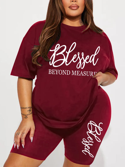 Plus-Size-Sets für Frauen Sommer 2-teilig bedruckt elegante Damen-Sets Kurze Sets